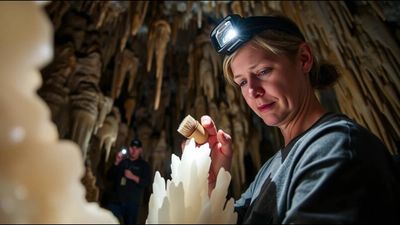 Visitors leave lint in a US cave, forcing volunteers to clean it up
