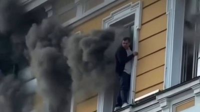 People jump from building windows to escape as Russian jet-powered drone hits Kyiv science academy