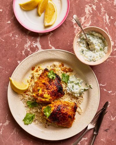 Thomasina Miers’ recipes for turmeric chicken and cardamom apple tart