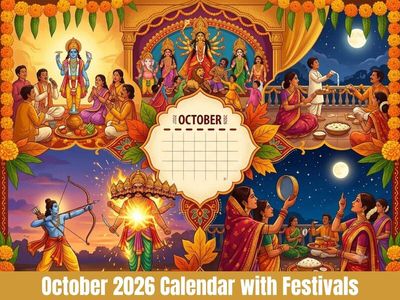 October 2026 Calendar with Festivals: When is Navratri, Durga Puja, Dussehra, Vijayadashmi, Karwa Chauth, Ekadashi and Sharad Purnima?