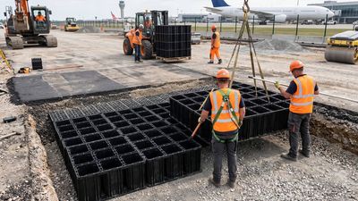 Plastic Road Doubles As Water Tank: Schiphol tests recycled modules; pilot could expand network