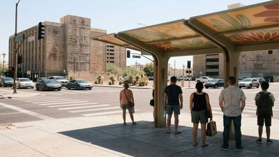 Shade Roofs Offer Relief: Phoenix installs 19 artist-designed canopies at crossings; shade helps a lot