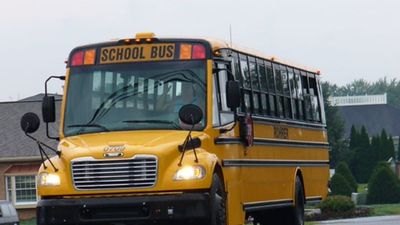 Students thought their school bus was just moving forward again, until they realized their driver had a medical emergency