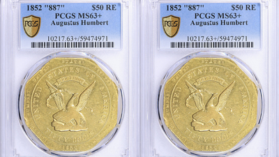 1852 California Gold $50 coin from Gold Rush era sells for $367,875 in auction