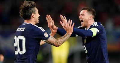 North Macedonia 0, Scotland 2: Skipper Andy Robertson celebrates his century in style