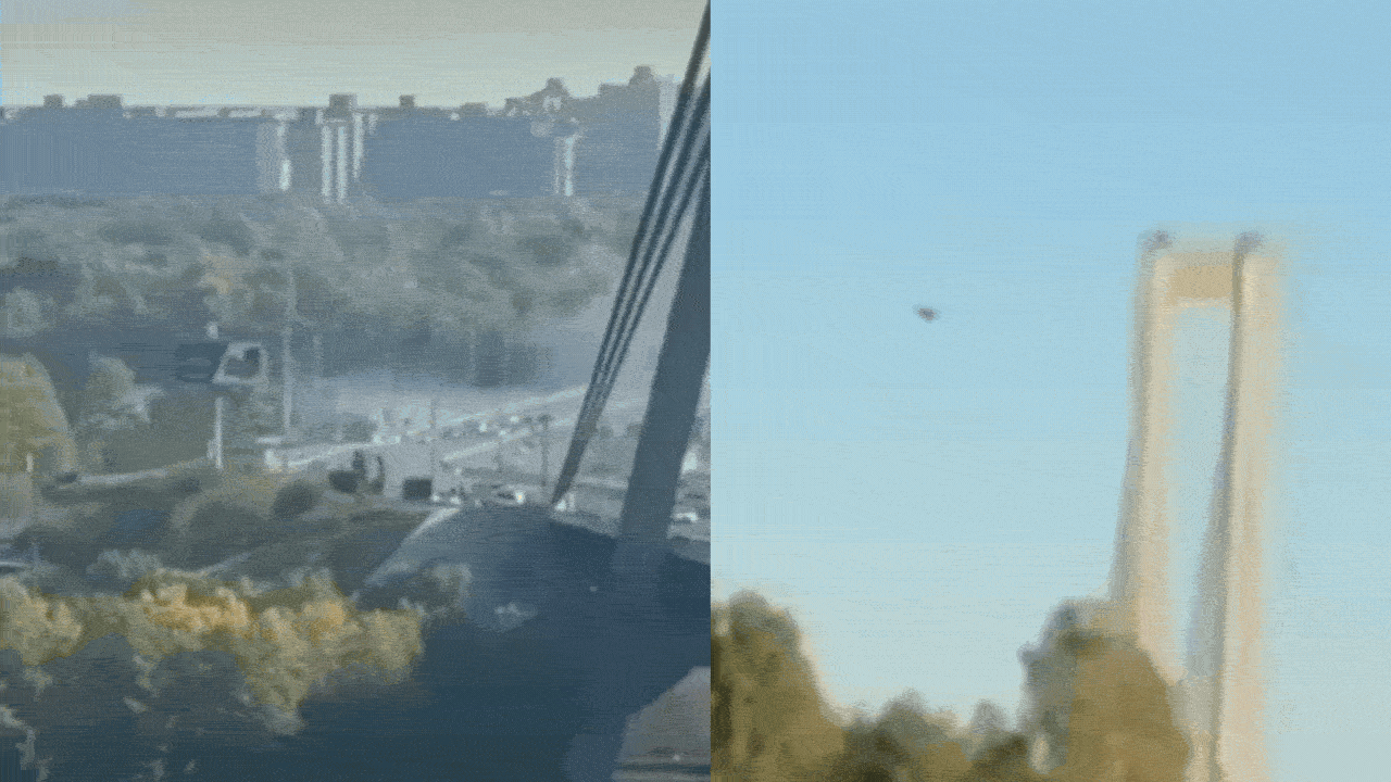 Watch: Russian drones hit Kyiv bridge; German chancellor arrives to sirens