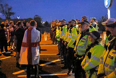 Protesters gather in Gosport after reports of migrant dinghy arrival
