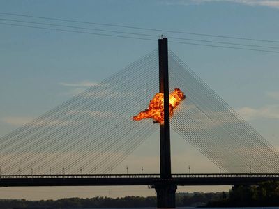 Fireballs over Kyiv as Russia strikes bridges during Merz’s visit
