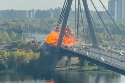 Watch: Moment Russian drone hits bridge in Ukraine’s Kyiv