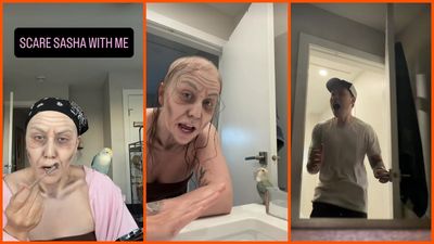 When cancer patient begins to lose her hair, she puts on makeup, strips, and hides in the bathroom for a prank: ’Gollum or grandmother from hell’