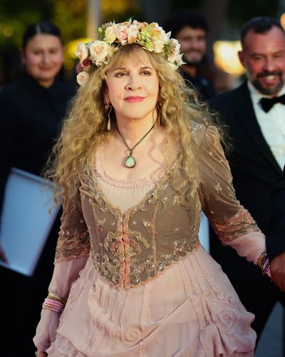 Stevie Nicks Wears a Romantic Pink Dress and Flower Crown to the NYC Ballet Gala