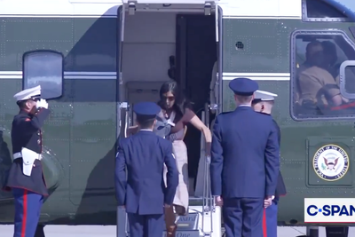Second Lady Usha Vance has scare as she slips while carrying nine-week-old baby off Marine Two