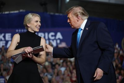 Natalie Harp delivers diesel price executive order to Trump at rally