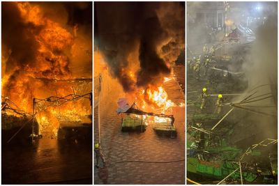 Eight people evacuated as fire rips through 800-year-old market place in London in early hours