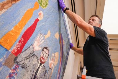 New tapestry commissioned by David Hockney installed at Guildhall Art Gallery