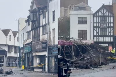 Fire tears through Kingston Market Place in London as people are evacuated
