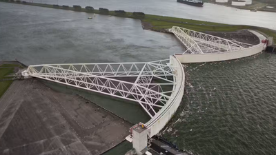 Netherlands built two 210-metre gates to hold back the North Sea during storms