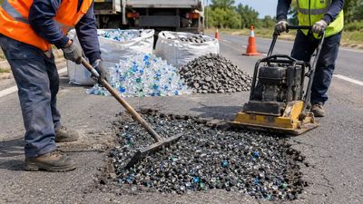 Waste Plastic Pothole Mix: Lab-made PET blend beats asphalt in strength tests; field trials still needed
