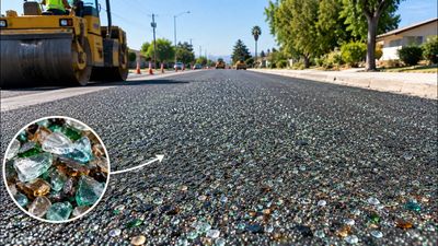 Fullerton Glassphalt Road Trial: 63% waste glass held up in tests; skid resistance stayed adequate