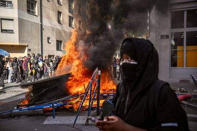 One-year-old baby hospitalised after being hit by firework as school protests sweep France