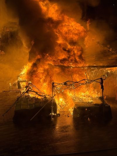 Moment inferno rips through historic Kingston market place as locals 'woken by heat'