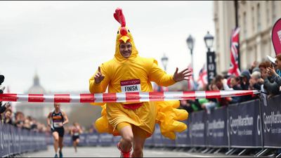 Inflatable chicken costume helps runner break Guinness World Record
