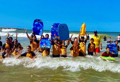 Out of the rubble and on to the beach: Gaza’s junior surf lifesavers return to the waves after three years of war