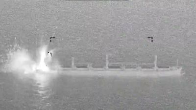 US fighter jet strikes cargo ship in Gulf of Oman as Iran blockade tightens