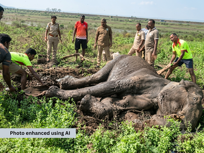 Water shortage in Tamil Nadu forests drives elephant to dam for a drink, but she gets trapped in slush; rescue operation delayed