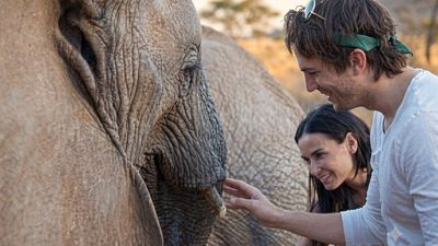 Demi Moore and Ashton Kutcher visited a Kenyan sanctuary for orphaned elephants