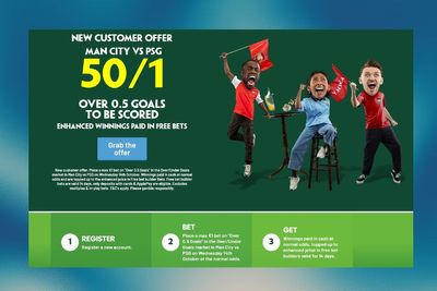 Manchester City vs PSG free bets: Paddy Power bonus code for 50/1 enhanced offer