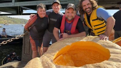 Giant pumpkins become boats in Minnesota race, as one honours her son and another wins third title