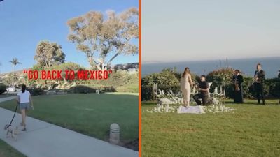 A woman yelled ‘go back to Mexico’ as a mariachi band played at a California couple’s proposal, then a bridal shop owner saw the video