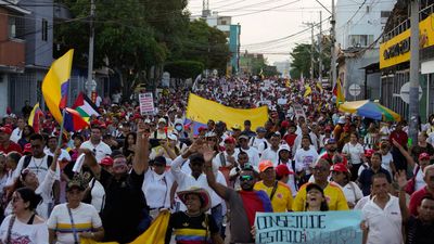 Thousands of Colombians march against new right-wing president's policies