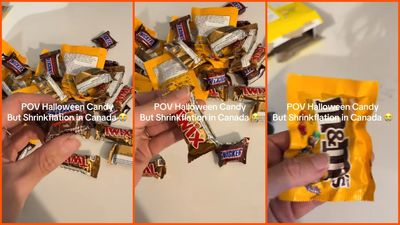 Canada woman buys Snickers and Twix for Halloween. Then she holds a bar up to her hand and notices the size: ‘This is a package of air’