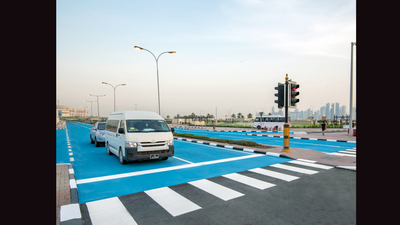Qatar painted roads blue to fight heat in a 2019 pilot testing 50% sunlight reflection