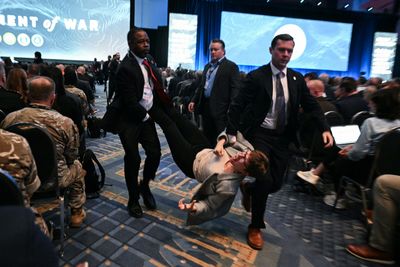 Six Protesters Forcibly Removed From Army Conference After Calling Hegseth a 'War Criminal'