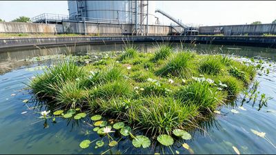 England turns unused wastewater tank into floating wetland with 3,296 plants