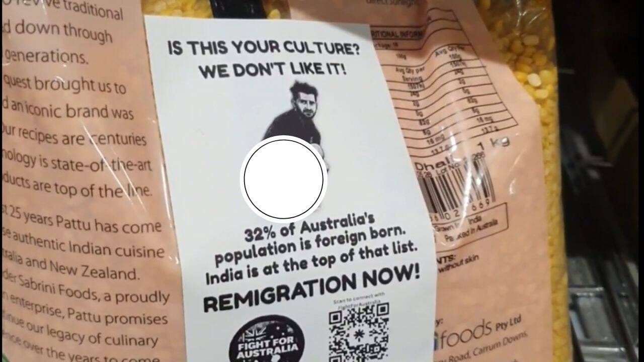 Sickers Single Anti-Indian stickers with ‘Remigration now' message…