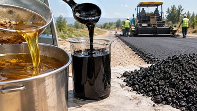 Waste Oil Asphalt Costs: WSU tests fryer oil binder to cut asphalt prices; durability questions remain