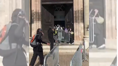 Watch: Masked French protesters briefly storm Marseille city hall