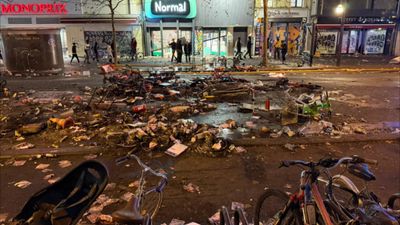 Rubbish piles up in Paris as protests over living costs turn violent across France
