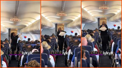 New Southwest Airlines flight attendant is seen scooping air into a plastic bag for a senior crew member. Then she learns what was going on
