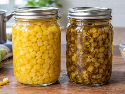 Sweet corn can turn dark after home canning even when it was processed correctly; natural compounds can react with iron and air to create the unexpected colour