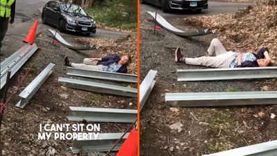 Connecticut homeowner lies on ground where a crew was installing a guardrail, tells them ‘You didn’t ask me to sign anything’