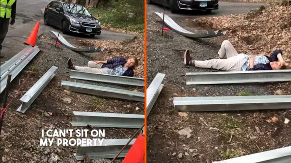 Connecticut homeowner lies on ground where a crew was installing a guardrail, tells them ‘You didn’t ask me to sign anything’