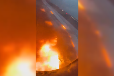 Plane’s engine erupts in flames moments before takeoff in Peru