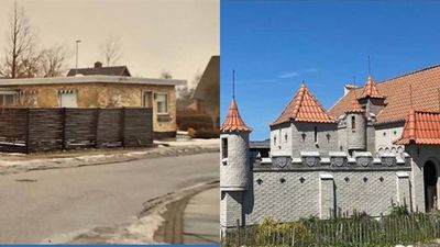 Danish man transforms suburban home into castle with towers and four-metre moat