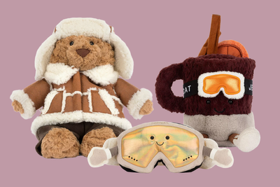 Jellycat’s Christmas collection features a mulled wine wearing ski goggles