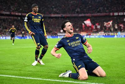 Arsenal’s Declan Rice strikes late to deny Bayern Munich after Harry Kane penalty